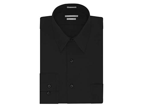 van heusen men's poplin fitted solid point collar dress shirt