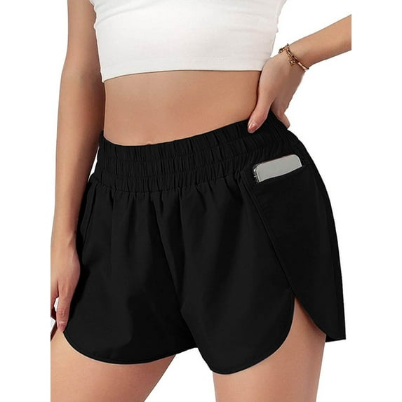 Uhndy Workout Running Shorts Women With Liner 2 In 1 Athletic Sports Shorts With Pocket Workout Jogging Short Pants Black XL