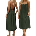 thumbnail image 3 of Women's Lightweight Summer Sleeveless Backless Casual Dress Relaxed Fit Flowy Maxi,Army Green,S, 3 of 5