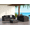 Black, variant on Gaildon 5 Piece Patio Furniture Set with Fire Pit Table, All Weather Outdoor Sectional PE Rattan, Patio Conversation Sets with Cushions for Garden Lawn Balcony Porch Deck, Grey