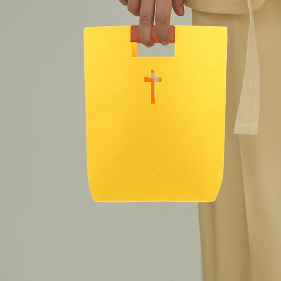 Supvox Yellow Felt Bible Tote Bag for Church Study and Book Organization