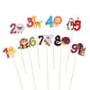 9PCS Practical Children's Birthday Party Number Cartoon Style Animal Cake Decoration Card