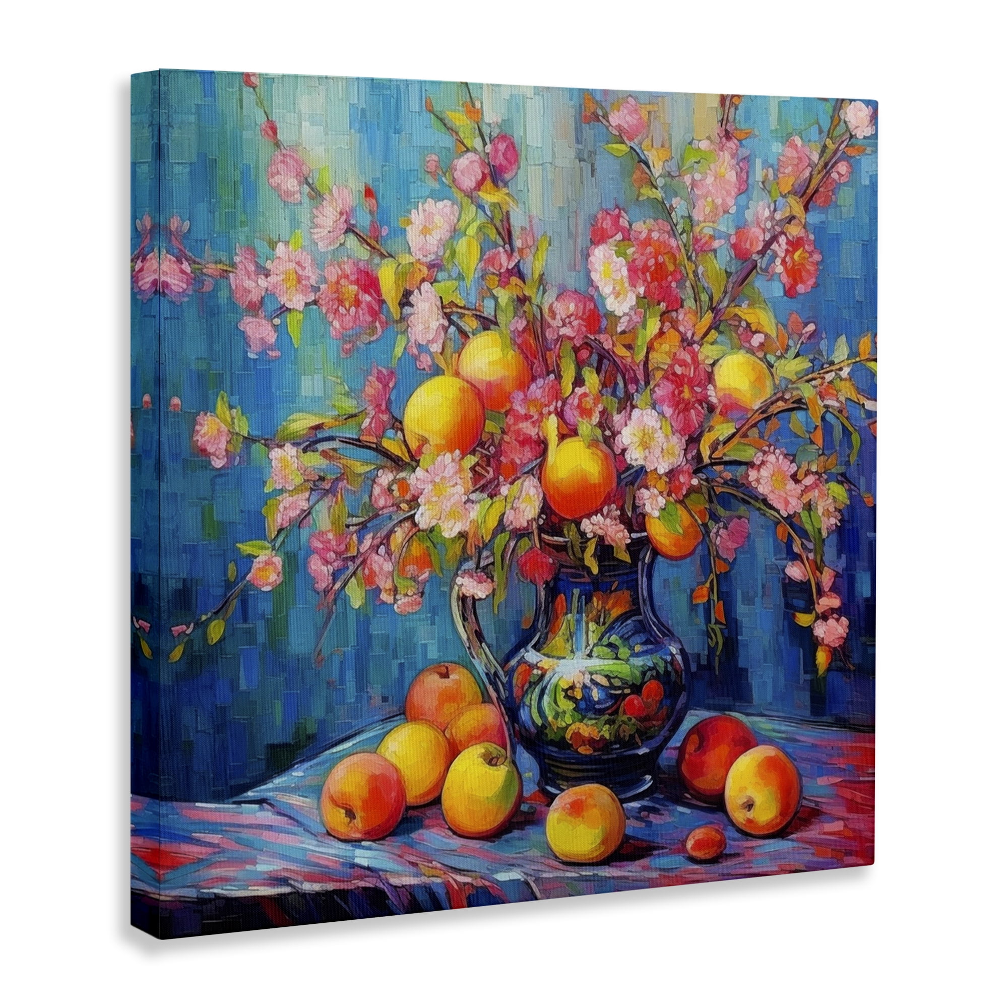 Stupell Industries Peach & Florals Bouquet Plants & Flowers Painting Wrapped Canvas Art Print Wall Art, 17 x 17