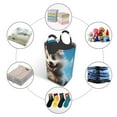 thumbnail image 4 of Pofeuu Blue Sky Cute Wolf Print Laundry Basket, Laundry Hamper, Collapsible Laundry Baskets, Dirty Clothes Hamper, Waterproof with Foam Protected Aluminum Handles, 4 of 5