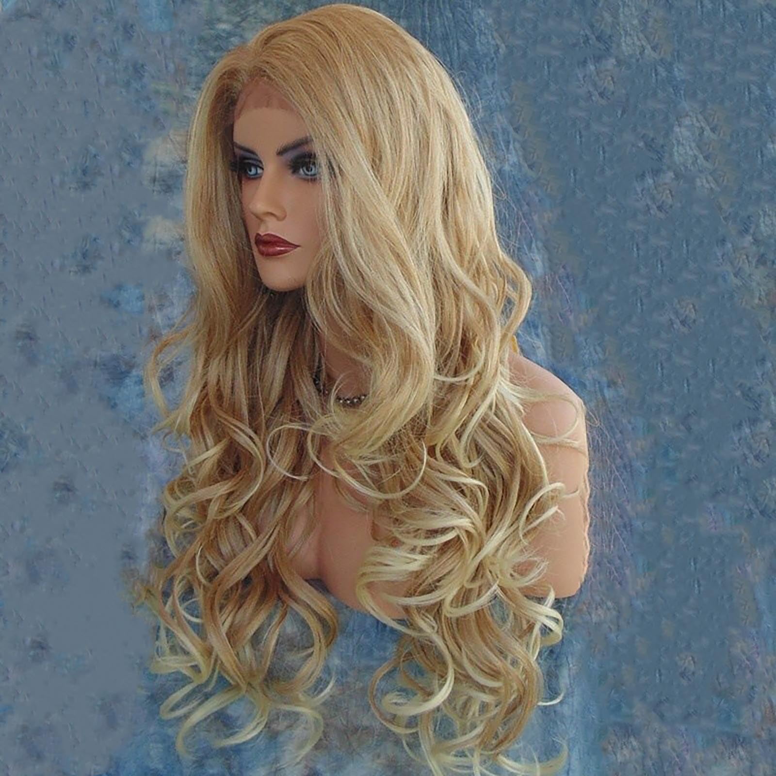 Xzngl Women s Fashion Curly Hair Fashion Womens Fading Long Curly Hair Big Wave Gold Wig Multicolour