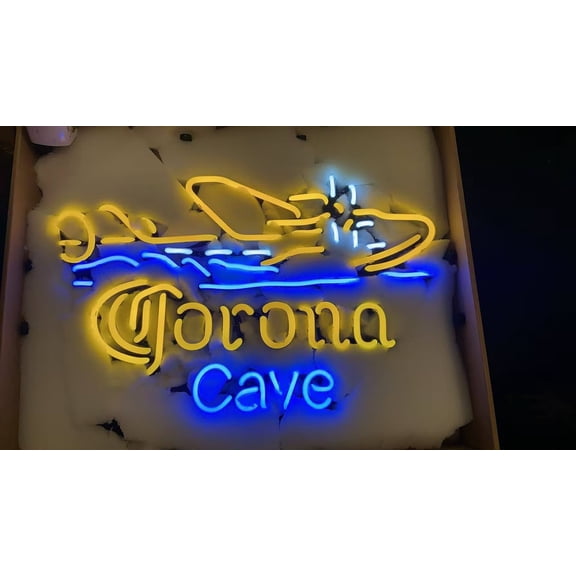 Queen Sense 17"x14" Custom Coronas Cave Seaplane Neon Sign Man Cave Beer Pub Bar Artwork Handmade Wall Decor Gift Neon Light 117CCSPY