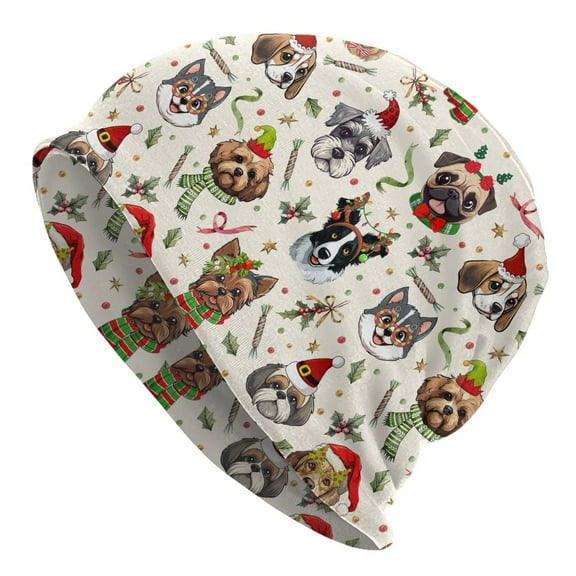 Christmas dog Beanie Chemo Hat Cancer Headwear Skull Hat Knitted Hat Nightcap Skull Cap for Women Men