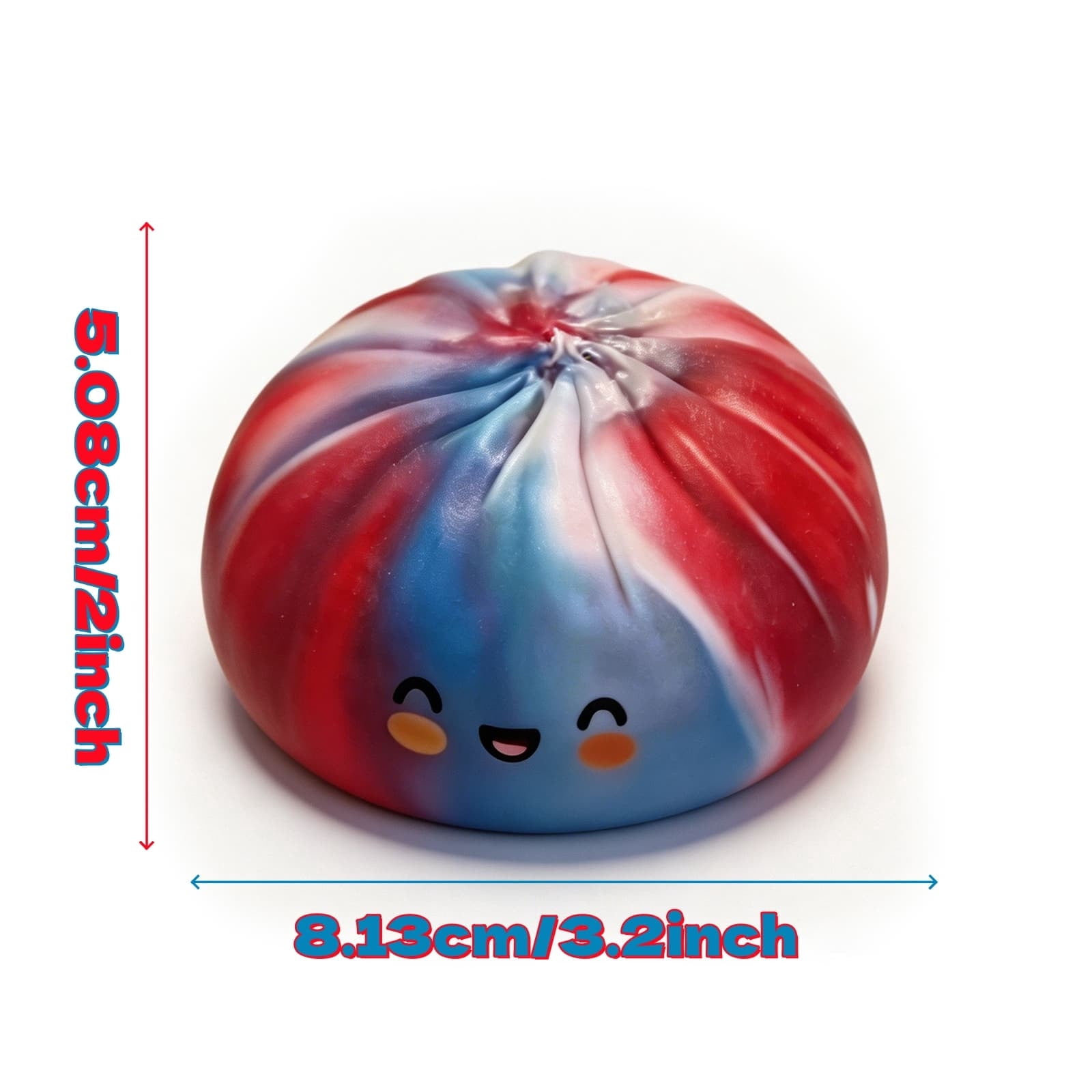 Americana Swirl Dumpling Squishy Toy, Patriotic Red White Blue Stress Ball, Slow Rising Fidget Toy for Anxiety Relief,4th of July Decoration, 3.2 Inch