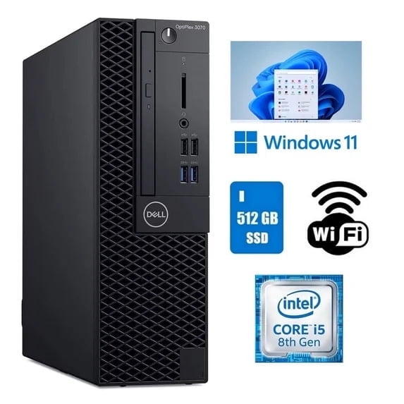 Restored Dell OptiPlex 3070 SSF Intel Core i5 8th Gen Desktop Computer 16GB RAM 512GB SSD Wi-Fi Windows 11 Pro (Refurbished)