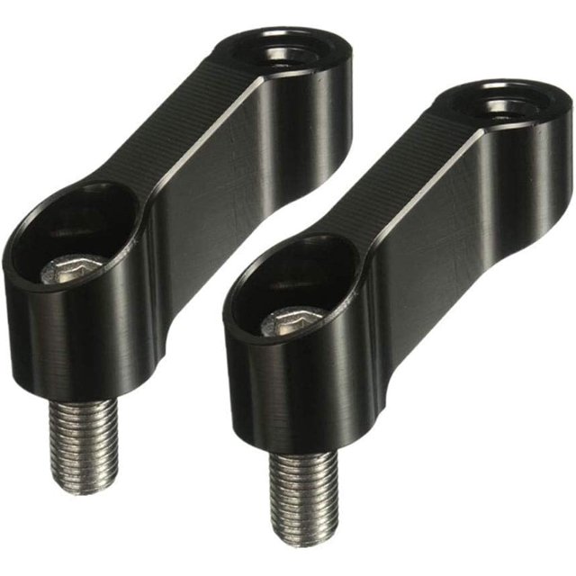 1 par de adaptadores de elevación/extensión de espejo retrovisor de motocicleta, soporte de extensión de espejo retrovisor de motocicleta, adaptador de extensión - negro TUNC Sencillez
