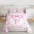 thumbnail image 2 of Homewish Personalized Initial P 2pcs Bedding Comforter Set For Teens Boys Girls,Geometric Stripes Twin Comforter Sets,Cute Ribbon Bow Breathable Bedding Set,Microfiber Bedroom Decor,Reversible, 2 of 8
