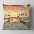 thumbnail image 2 of Designart Boats at Sunset - Seashore Photography Throw Pillow - 16x16, 2 of 5