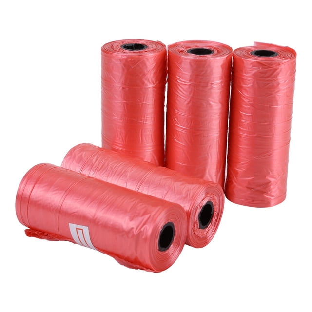 10 rollos/150 bolsas de plástico para excrementos de perros y mascotas, 33 x 22 cm, bolsa de limpieza de basura duradera, color rojo