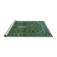 thumbnail image 2 of Ahgly Company Machine Washable Indoor Square Persian Turquoise Blue Traditional Area Rugs, 8' Square, 2 of 4