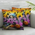 thumbnail image 3 of COMIO Hippie Graffiti Style Throw Pillow Covers Hip Hop Decor Cushion Covers for for Couch Sofa Graffiti Graphic Street Culture Grunge Art Decorative Pillowcases Outdoor Pillows Covers, 3 of 5