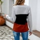 thumbnail image 4 of Women Sweatshirt, Chest Pocket V Neck Color Block Breathable Women Long Sleeve Top For Home For Office ANGGREK No, 4 of 7