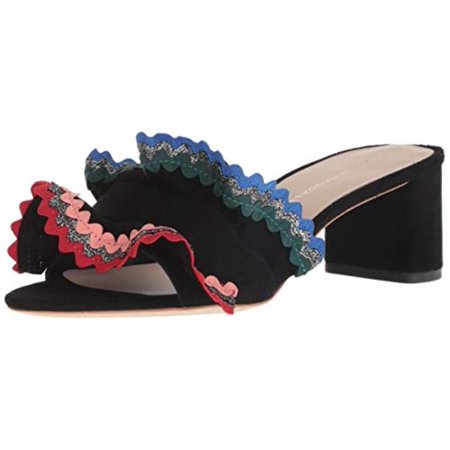 Loeffler Randall Women's Vera Ruffle Slide Sandal (Woven, Black/Multi, Size 9.5