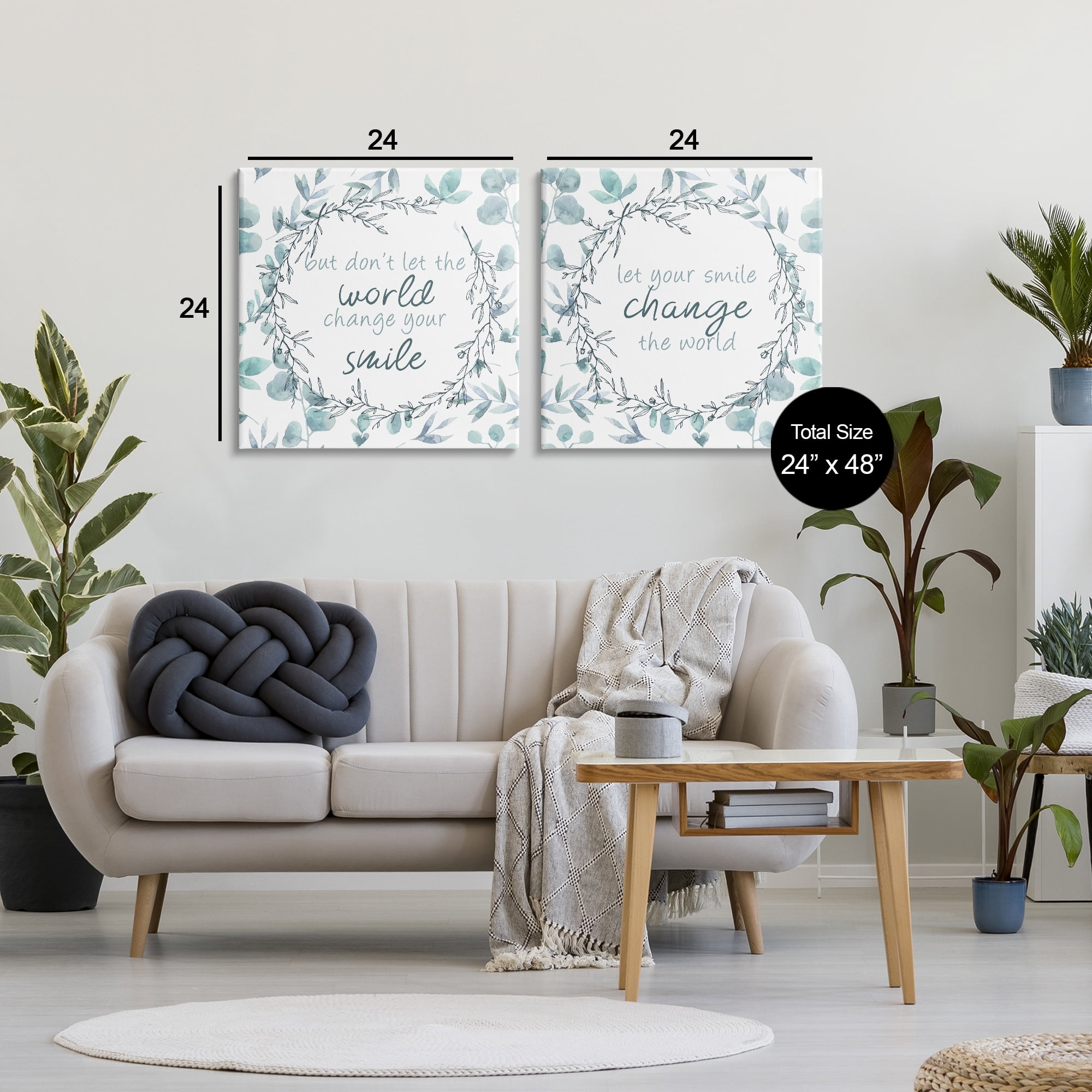 Stupell Industries Inspirational Smile Quotes 2 Piece Canvas Wall Art Set, design by Kim Allen