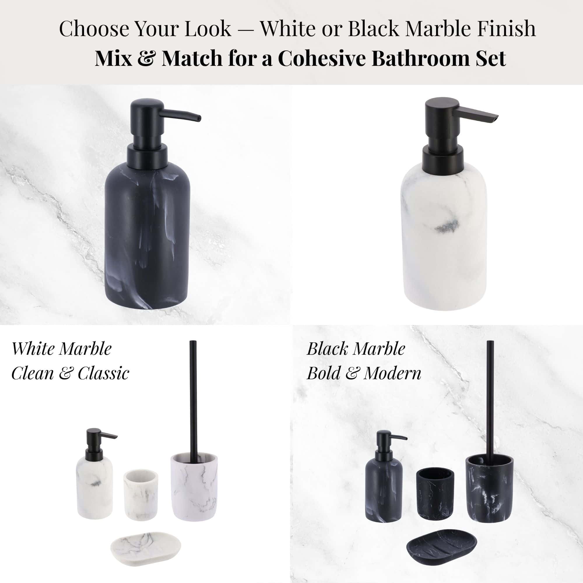 Evideco French Home Goods New Marble Matte 10 oz Commercial Soap & Lotion Dispensers