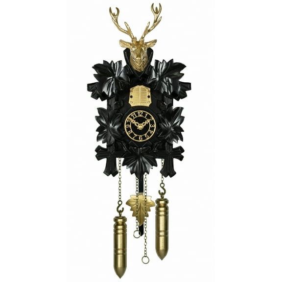 Quartz Cuckoo Clock 5 leaves, head of a deer with music