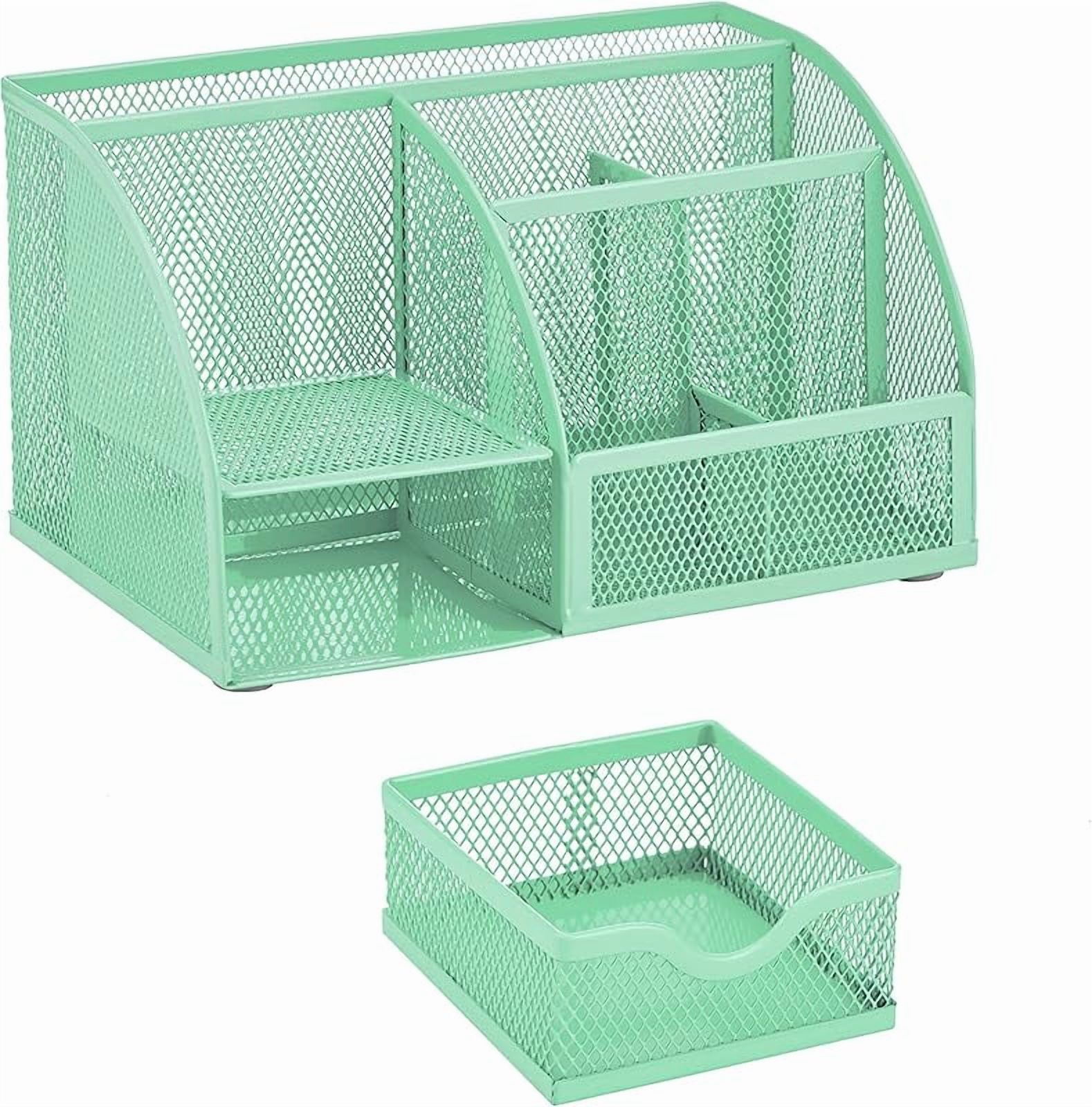 Mesh Desk Organizer Office with 7 Compartments + Drawer/Desk Tidy Candy/Pen Holder/Multifunctional Organizer