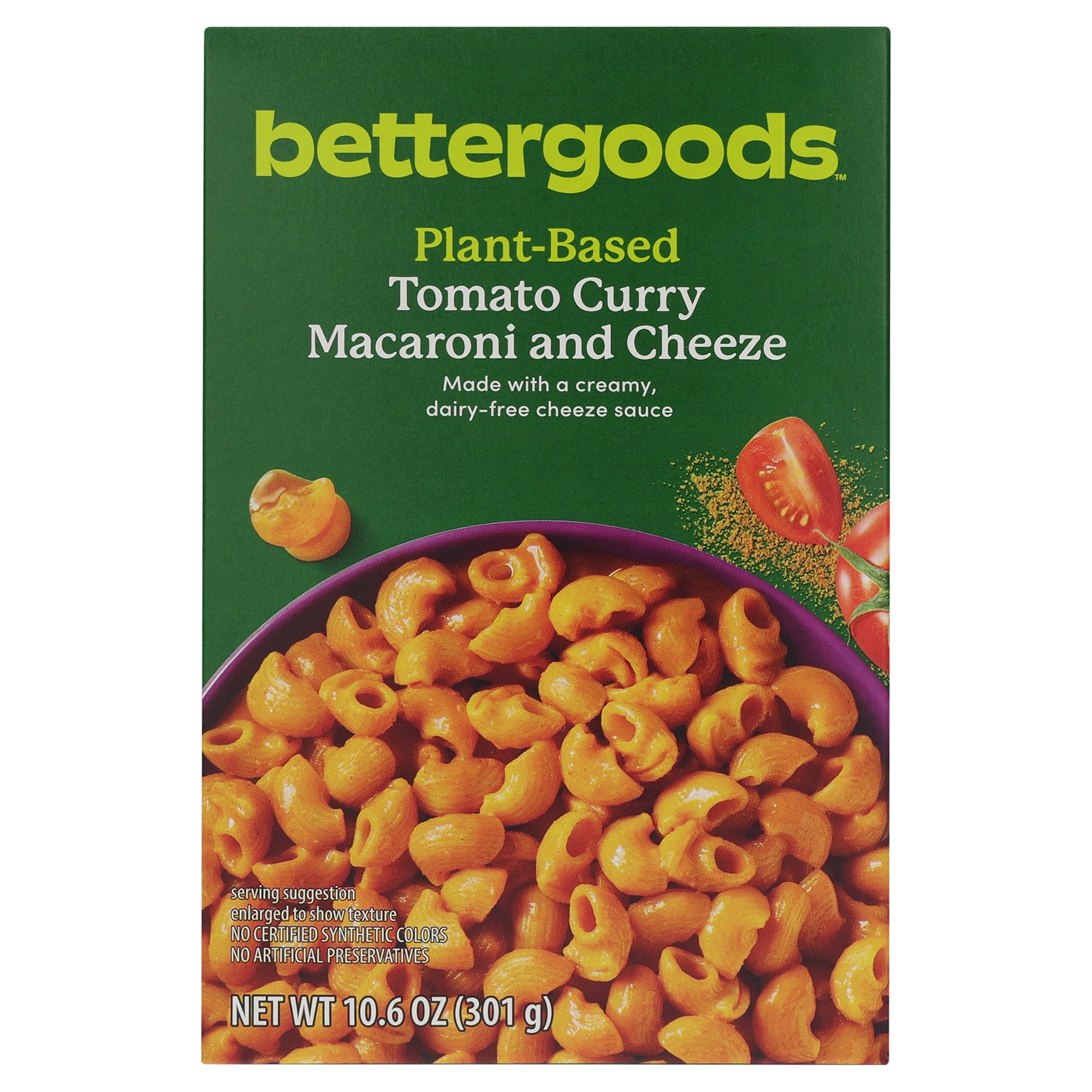 bettergoods Plant-Based Tomato Curry Macaroni and Cheeze, 10.6 oz Box