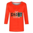 thumbnail image 5 of Chemises pour Femmes Habillées Décontractées, Chemises à Manches 3/4 pour Femmes, Tuniques à Manches Courtes Grande Taille pour Femmes, T-shirt à Manches 3/4 à Col Rond Imprimé Lettres Mode Décontractée pour Femmes, 5 of 5