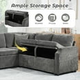 thumbnail image 5 of Modular Sectional Sleeper Sofa with Pull Out Bed, 82" Convertible L-Shaped Couch with Storage Seat, 5 Seat Chenille Cloud Couch for Living Room, Gray, 5 of 9
