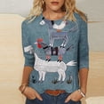 thumbnail image 2 of LYXSSBYX 3/4 Length Sleeve Womens Tops Women's Fashion Casual Color Block Printing Round Neck 3/4 Sleeve T-shirt Tops Blouse, 2 of 5