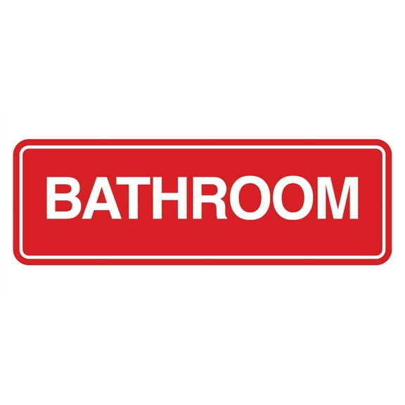 Signs ByLITA Standard Bathroom Wall or Door Sign | Easy Installation | Office & Home Restroom Sign (Red) - Large