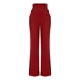 thumbnail image 4 of Women Flare Ribbed Pants High Waist Elastic Wide Leg Sweater Pant Lounge Pajama Pants Comfy Open Bottoms Palazzo, 4 of 6