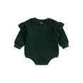 thumbnail image 1 of ZAXARRA Infant Baby Girl Sweatshirt Jumpsuit Solid Color Round Neck Ruffled Long Sleeve Romper Toddler Clothes, 1 of 6