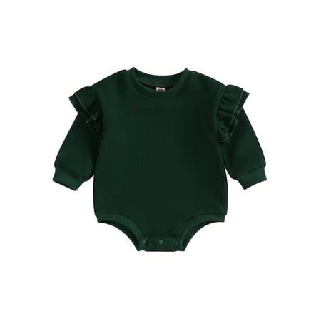 

Infant Baby Girl Sweatshirt Jumpsuit Ruffled Long Sleeve Romper