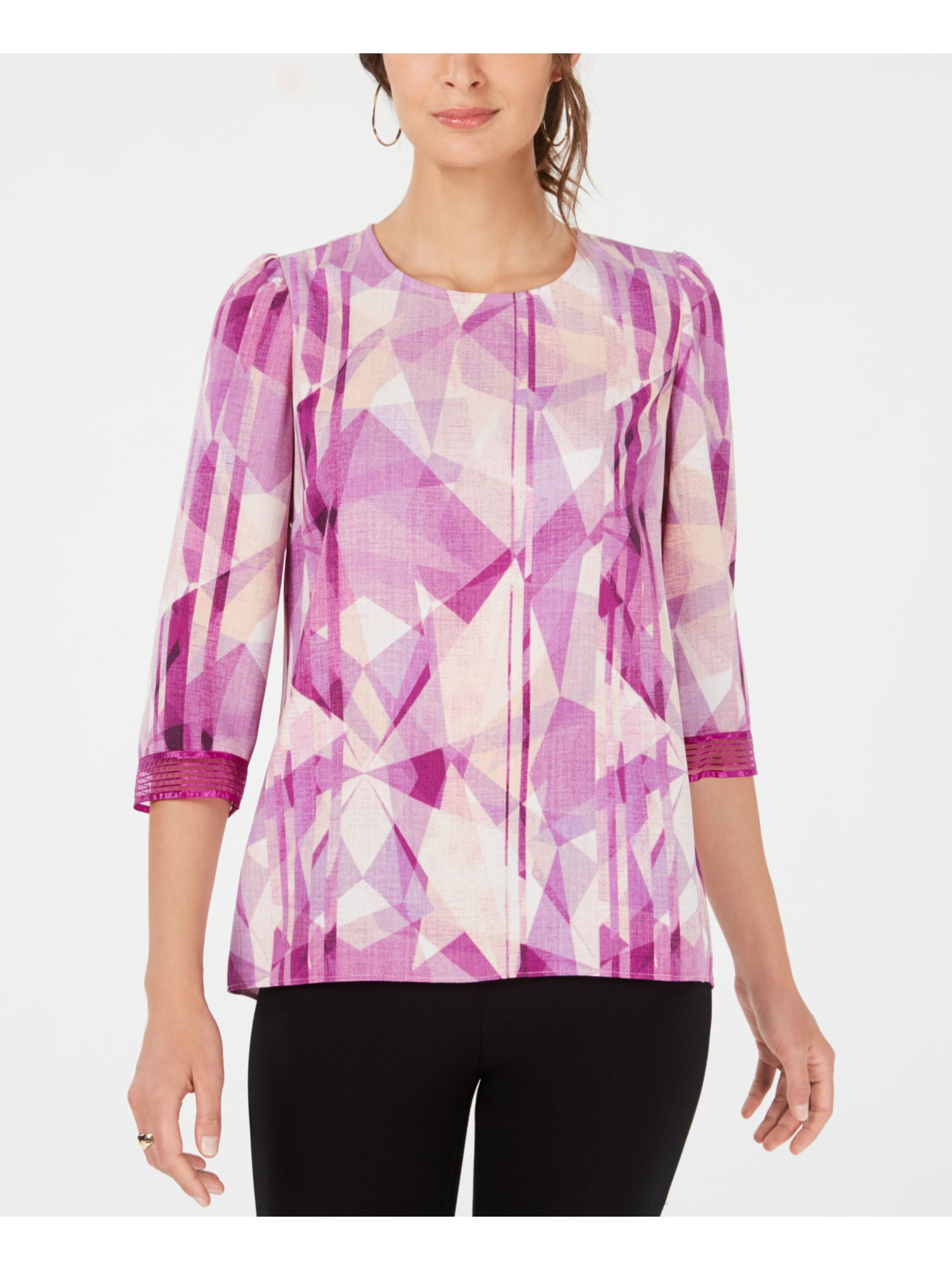 ALFANI Womens Purple Kimono Sleeve Jewel Neck Hi-Lo Top M - Walmart.com