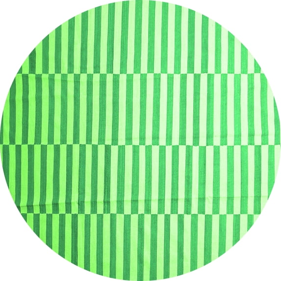 Ahgly Company Indoor Round Abstract Green Contemporary Area Rugs, 7' Round