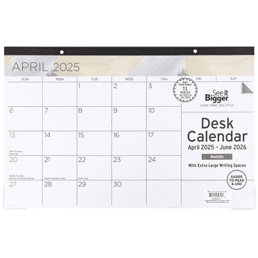 See it Bigger Monthly Desk Pad Calendar (11 x 17) 15 months, Apr 2025-Jun 2026