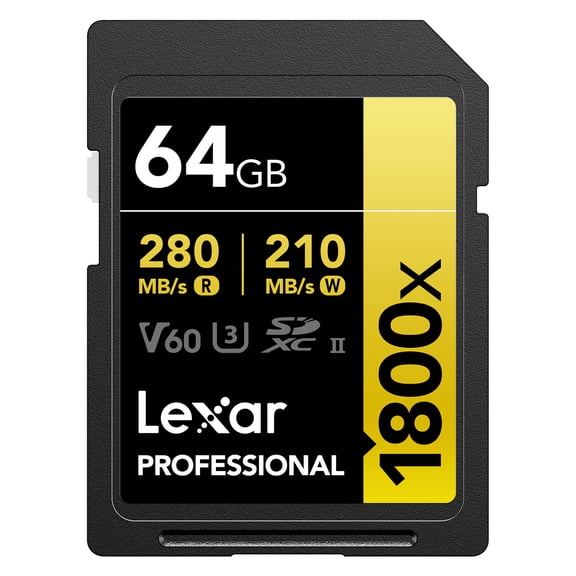 Lexar Professional GOLD Series 1800x SDXC UHS-II Memory Card, 64 GB