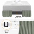 thumbnail image 5 of Forest Green White Stripes Bed Skirt Queen Size 18 Inch Drop, Modern Green Verticals Lines Adjustable Elastic Dust Ruffles Bedskirt for Queen Bed Wrap Around Pleated Mattress Frame Cover, 5 of 9