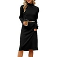 thumbnail image 1 of LANPULUX Robe Chandail Col Roulé pour Femmes Chandail en Laine Manches Longues, 1 of 6
