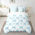thumbnail image 2 of Erosebridal Kawaii Bow Bedding Sets Twin Size,Plaid Buffalo Comforter Sets with Sheets,Blue White Bed in a Bag Twin size,Super Cozy Cartoon Room Decorative,Reversible,7-Piece, 2 of 6
