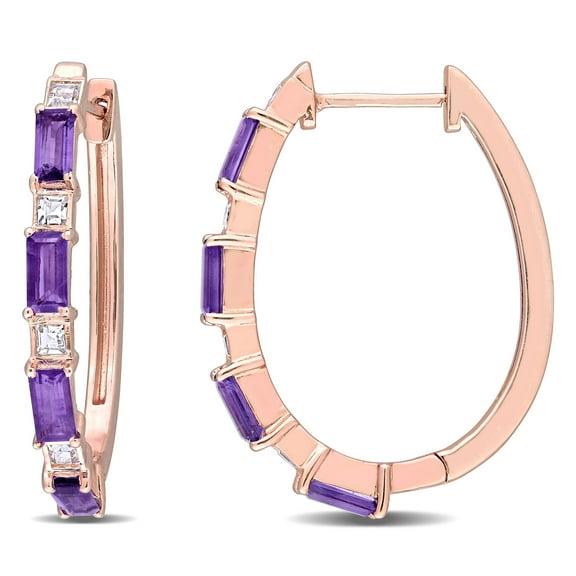 Everly Women's Amethyst and Topaz Rose Gold Plated Earrings