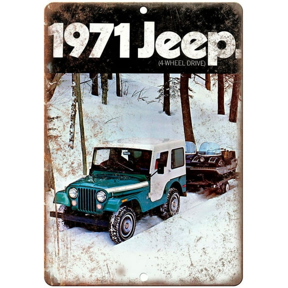 Vintage Jeep Automboile Advertisement -Retro Look Metal Sign - Jumbo 10" x 14" - A90