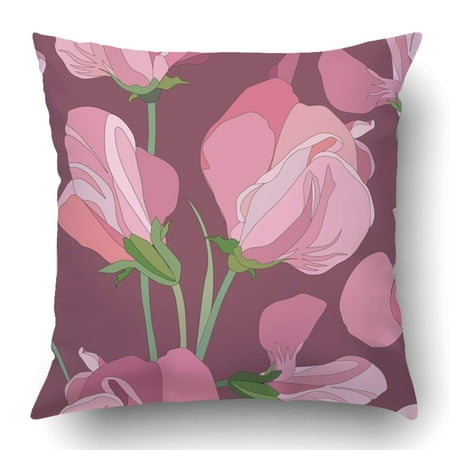 Sweet Pea Wedding Flowers - WOPOP Beige Bloom with Lilac and Pink Flowers Sweet Peas Purple Botanical Bouquet Bouquet Bud Curly Flora Pillowcase 18x18 inch