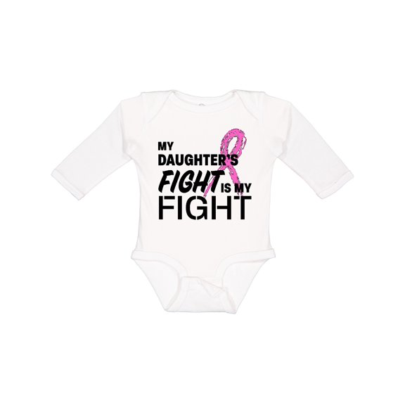 Inktastic My Daughters Fight is my Fight- breast cancer awareness Boys or Girls Long Sleeve Baby Bodysuit