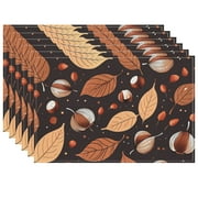 Fade-Resistant Fall Aesthetic Placemats for Office Cafe Deco - Washable Sticker Place Mat Non-Slip Abstract Simple Lines Vector Illustrations Place Mats - Set Of 6 17.7x13 Inches