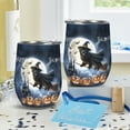 thumbnail image 4 of Happy Halloween Newfoundland Witch Pumpkins Bats 12oz Stainless Steel Wine Tumbler Insulated Cup with Lid Newfie Dog Lover Gifts - 13012, 4 of 5