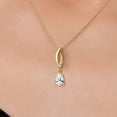 thumbnail image 3 of Gem Stone King 10K Yellow Gold White Created Sapphire and Lab Grown Diamond Pendant Necklace for Women | 1.03 Cttw | Gemstone September Birthstone | Pear Shape 7X5MM | With 18 inch Chain, 3 of 6