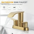 thumbnail image 5 of WOWOW Waterfall Bathroom Sink Faucet,Gold Two Handles Bathroom Faucet with Metal Pop up Sink Drain Stopper, 2 or 3 Holes Bathroom Basin Lavatory Mixer Tap with Deck Mount Plate, 5 of 7