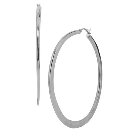 Silvertone Hammered Hoop Earrings