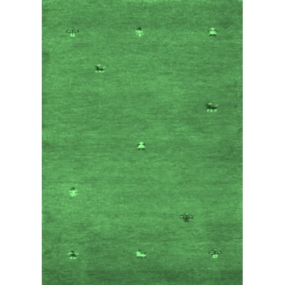 Ahgly Company Indoor Rectangle Abstract Emerald Green Contemporary Area Rugs, 5' x 7'
